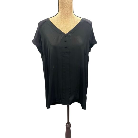 FORTUNE + IVY Helina Black Blouse Size XXL Mixed Material Sleeveless Stitch Fix - Picture 6 of 16